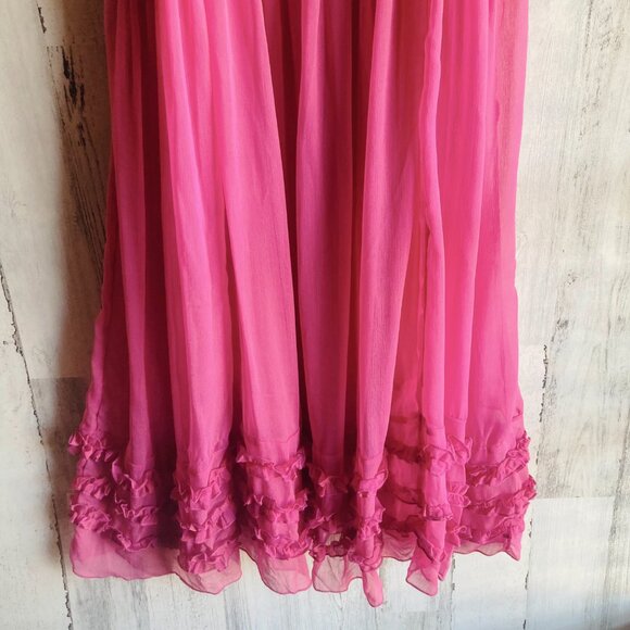 NWT Free People Intimately Moon Phase Midi Dress Nightgown S Sheer Pink Ruffled - Picture 3 of 12